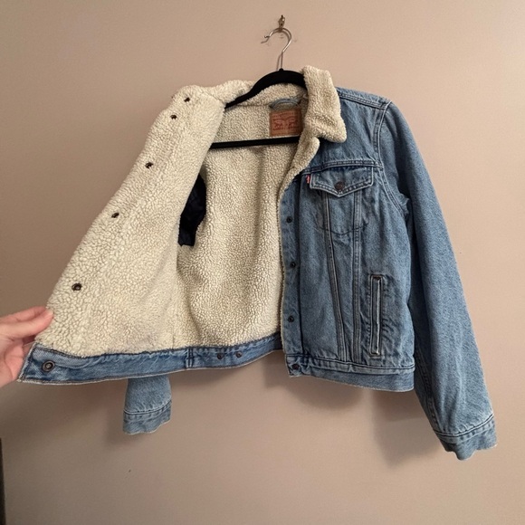 Levi’s Sz XL Sherpa Lined Jean Jacket Blue - Picture 4 of 11